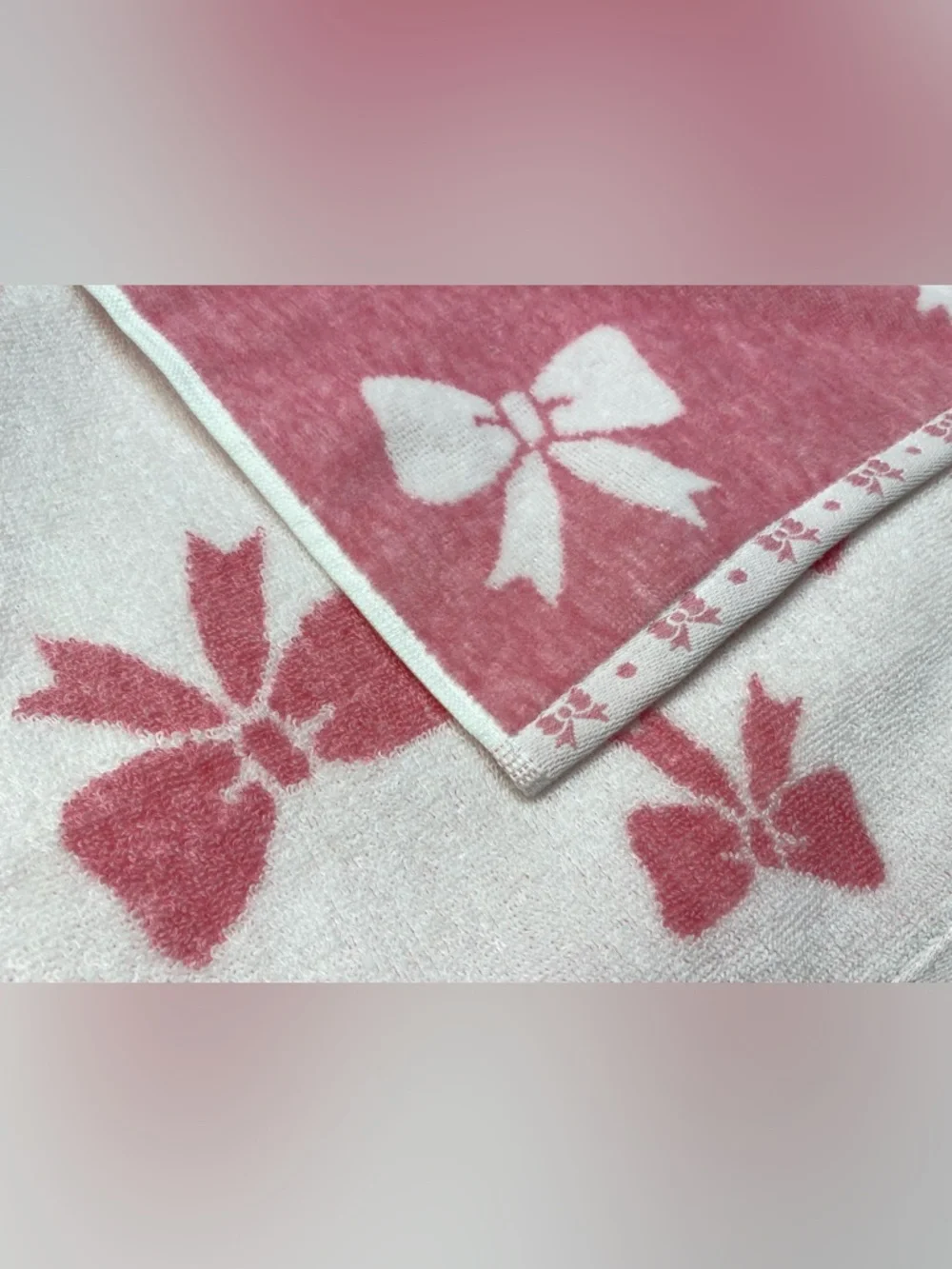 Eco melange ❤️Bow Cotton reversible Over Sized Beach Towel - Pink NWT